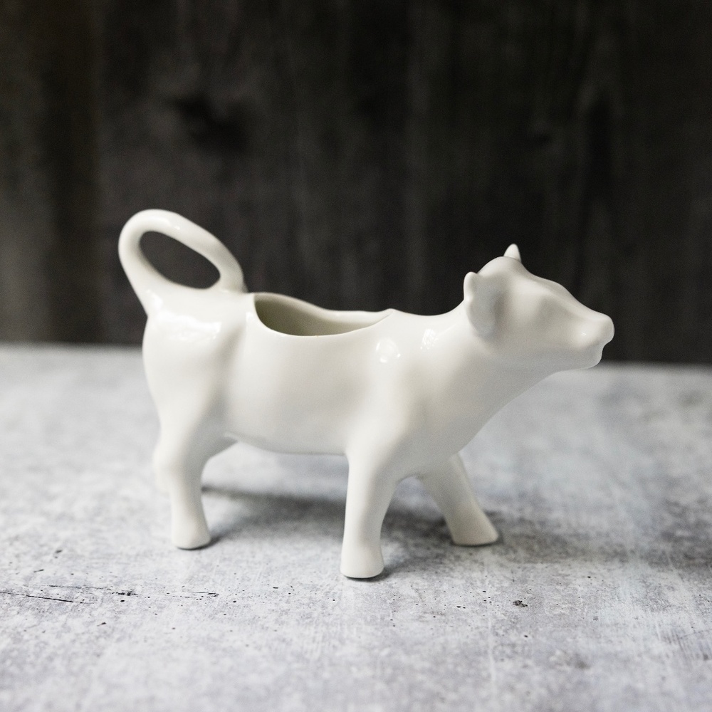 Cow shaped ceramic porcelain creamer white made in France vintage